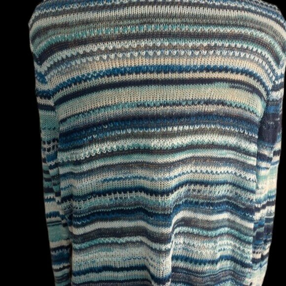 J. Jill Blue and White striped cardigan size Large - Picture 2 of 4